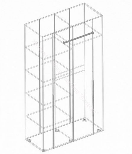 Шкаф 4-ств с зеркалом "Тефия" 1200х520х2200