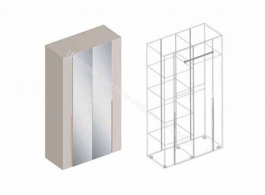 Шкаф 4-ств с зеркалом "Тефия" 1200х520х2200