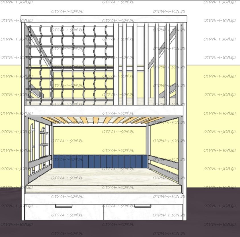 Кровать двухъярусная Домик Fairy Land Sky Santana №25, Массив