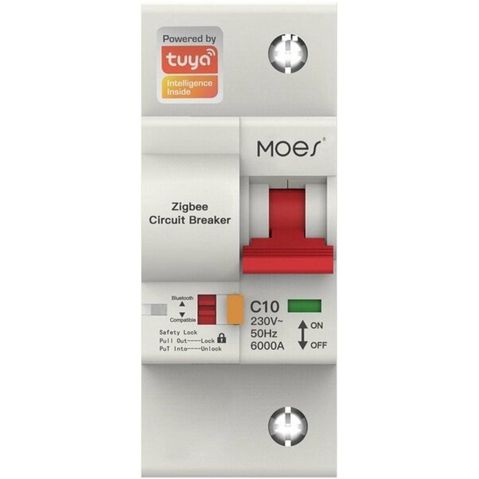 Умный выключатель MOES ZCB-SC-1P10, 10А, Zigbee, защита от перегрузки, голосовое управление