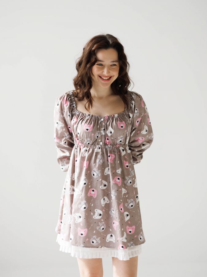 Платье Babydoll Limited мишки мокко