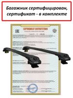 Багажник на крышу Turtle Air 1, аэродинамические дуги на рейлинги (черный цвет)