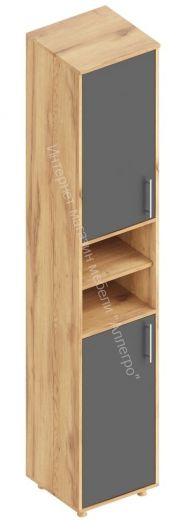 Пенал "Граф" 2-ств. с нишей Тёмно серый/Дуб золотистый