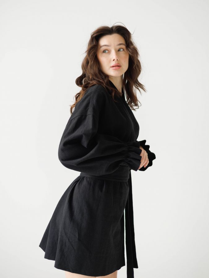 Жакет кимоно из крапивы черный