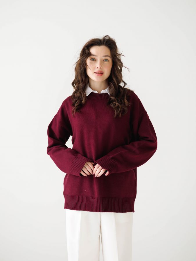 Свитер винный