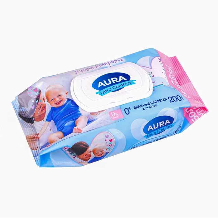 Влажные салфетки Aura Ultra Comfort, для детей, 200 шт.