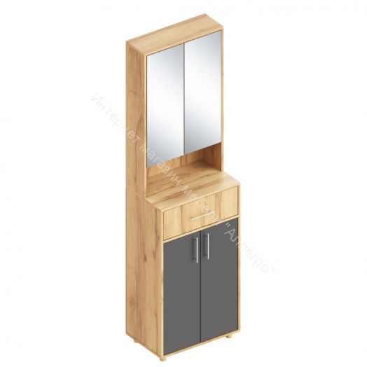 Тумба с зеркалом "Граф" Тёмно серый/Дуб золотистый
