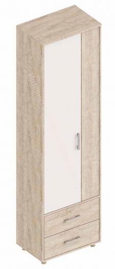 Шкаф "Граф" 2-х створчатый с 2 ящиками Перламутр/Дуб баррик