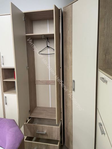 Шкаф "Граф" 2-х створчатый с 2 ящиками Тёмно серый/Дуб золотистый