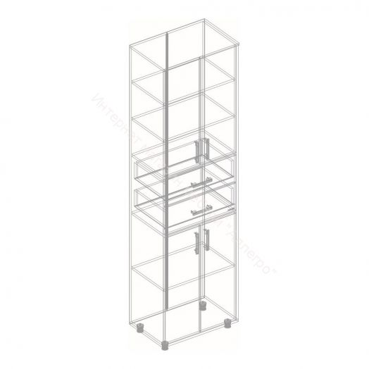 Шкаф "Граф" с 2 ящиками по центру Тёмно серый/Дуб золотистый