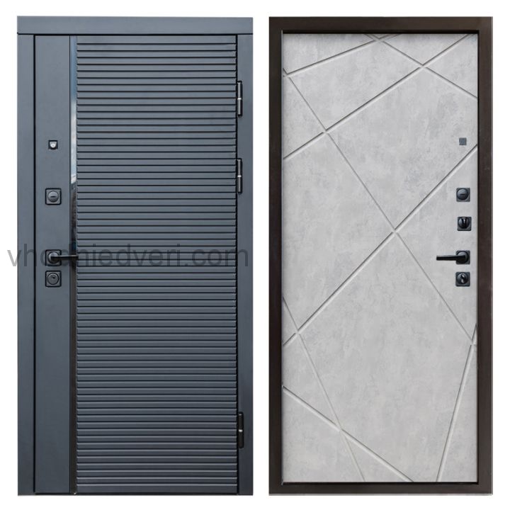 Входная дверь Termo-door Black Line - Лучи Бетон светлый