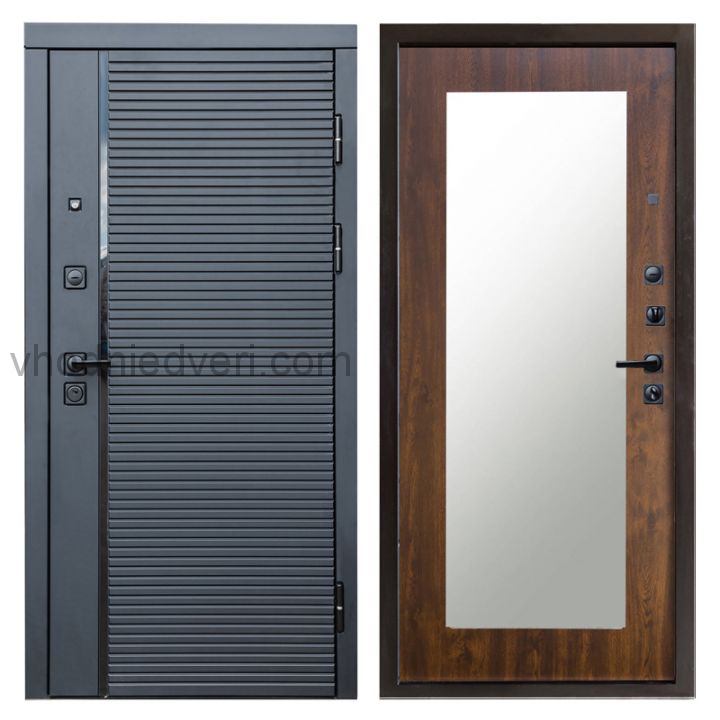 Входная дверь Termo-door Black Line - Зеркало триумф Дуб