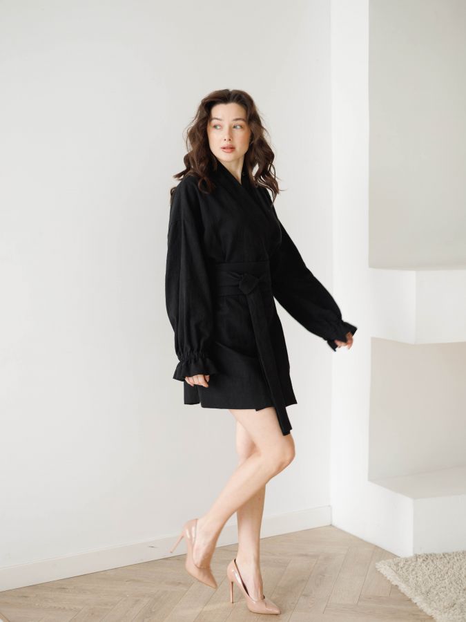 Жакет кимоно из крапивы черный