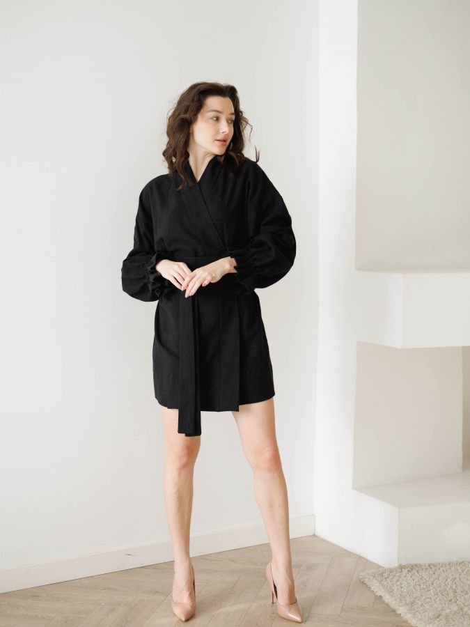 Жакет кимоно из крапивы черный