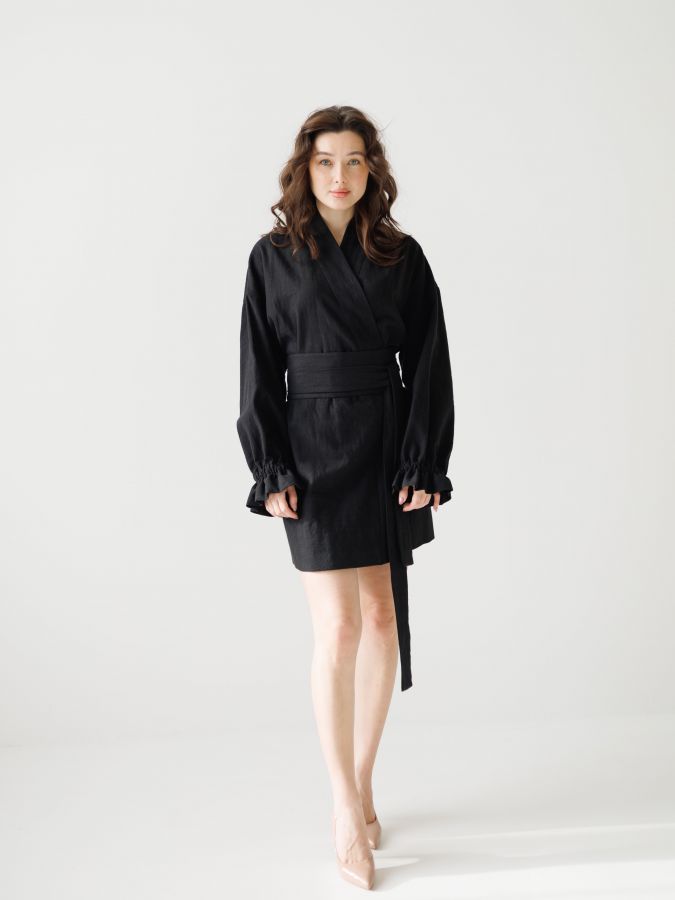 Жакет кимоно из крапивы черный