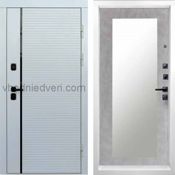 Входная дверь Termo-door WHITE LINE - Зеркало триумф Бетон светлый