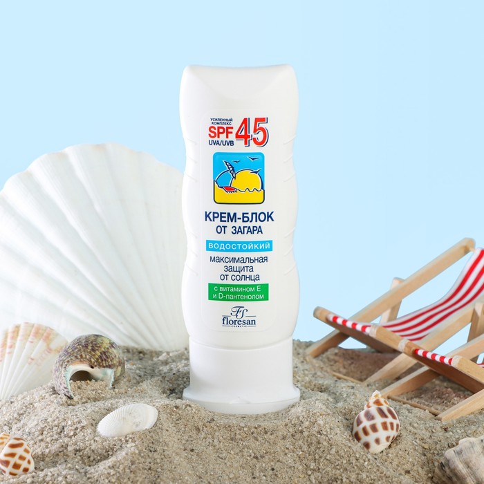 Крем-блок для лица от загара Floresan водостойкий SPF 45, 60 мл