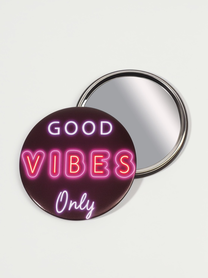 Зеркало карманное Good vibes, d=7 см, PVC - коробка, чёрное