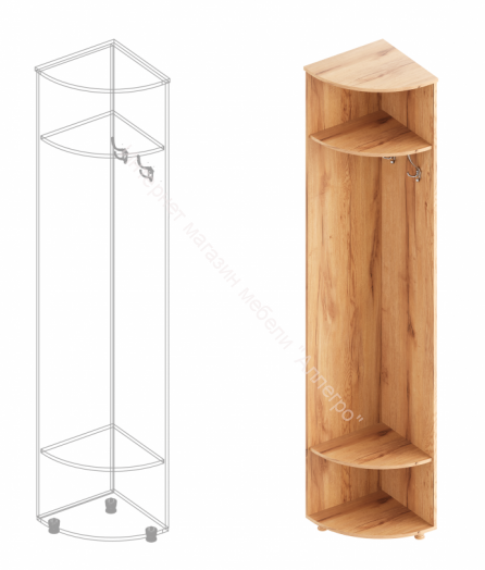 Стеллаж угловой "Граф" Дуб золотистый