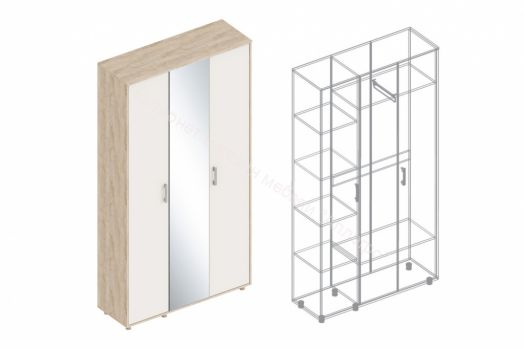 Шкаф 3-х створчатый "Граф" Перламутр/Дуб баррик