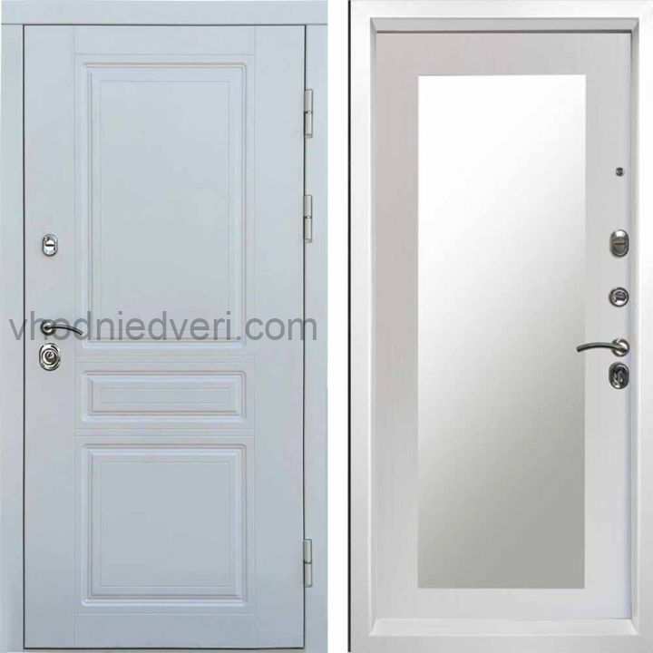 Входная дверь Termo-door Орегон WHITE - Зеркало триумф Лиственница