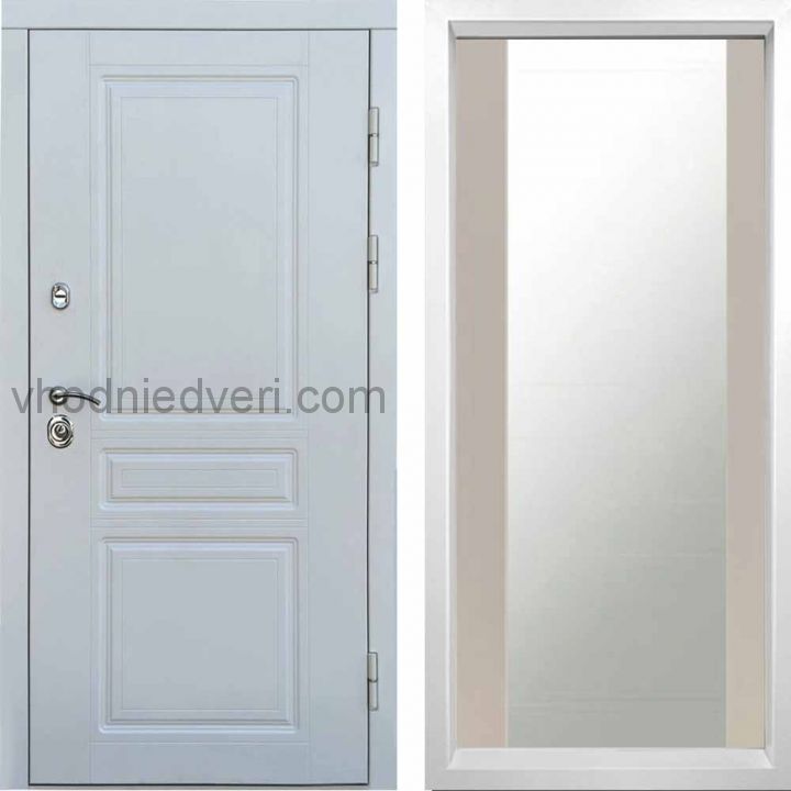 Входная дверь Termo-door Орегон WHITE - Зеркало Слоновая кость