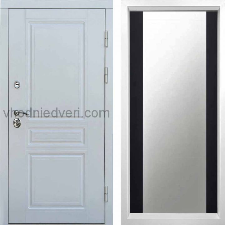 Входная дверь Termo-door Орегон WHITE - Зеркало Черный кварц+тонировка