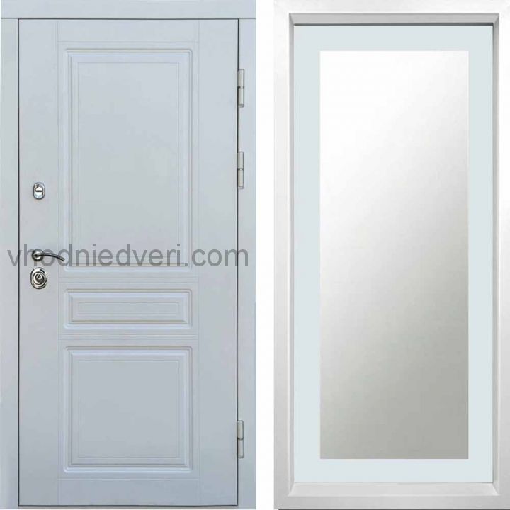 Входная дверь Termo-door Орегон WHITE - Зеркало триумф Белый софт