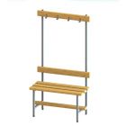 Скамейка для раздевалки с вешалкой  сиденье из 40 мм меб.щита сосны с РО