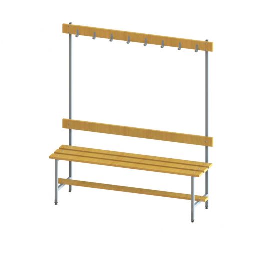 Скамейка для раздевалки с вешалкой  сиденье из фанеры с РО