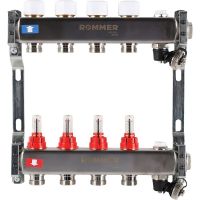 Rommer коллектор 1"x3/4", 4 контура с расходомерами и запорными клапанами RMS-1201-000004