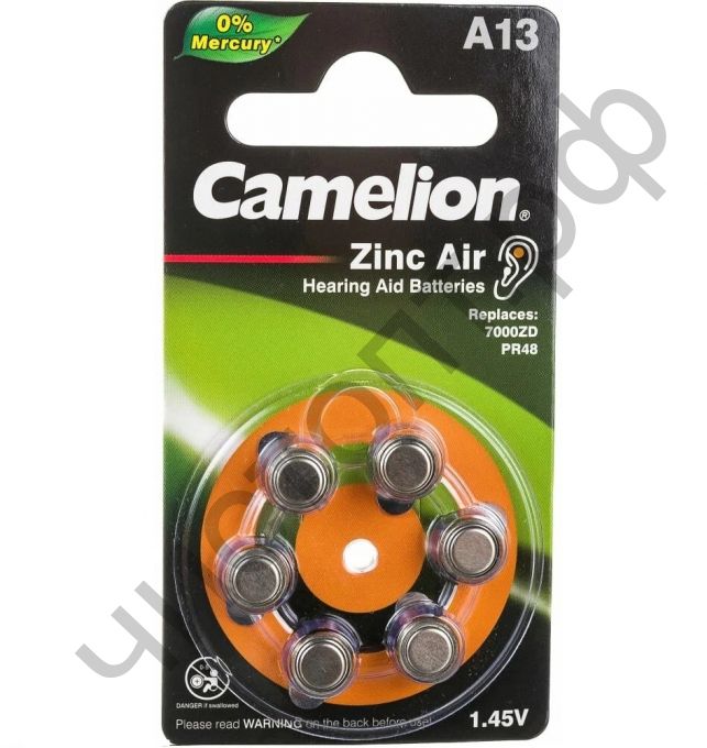 Camelion  ZA13 BL-6 (6)(60) (бат-ка для слух. аппарат, 1.4 V)