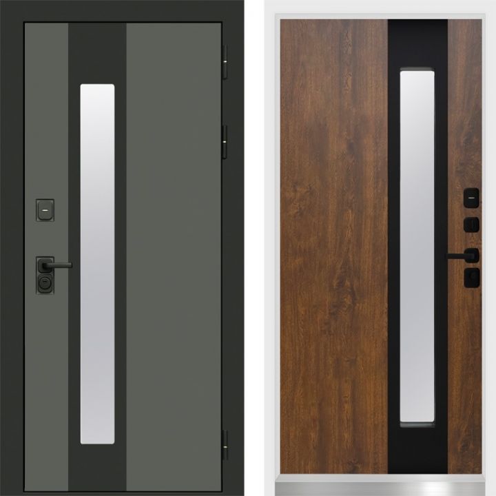 Дверь Входная Termo-door Арктика Графит/Дуб с Терморазрывом и Стеклопакетом, белый короб