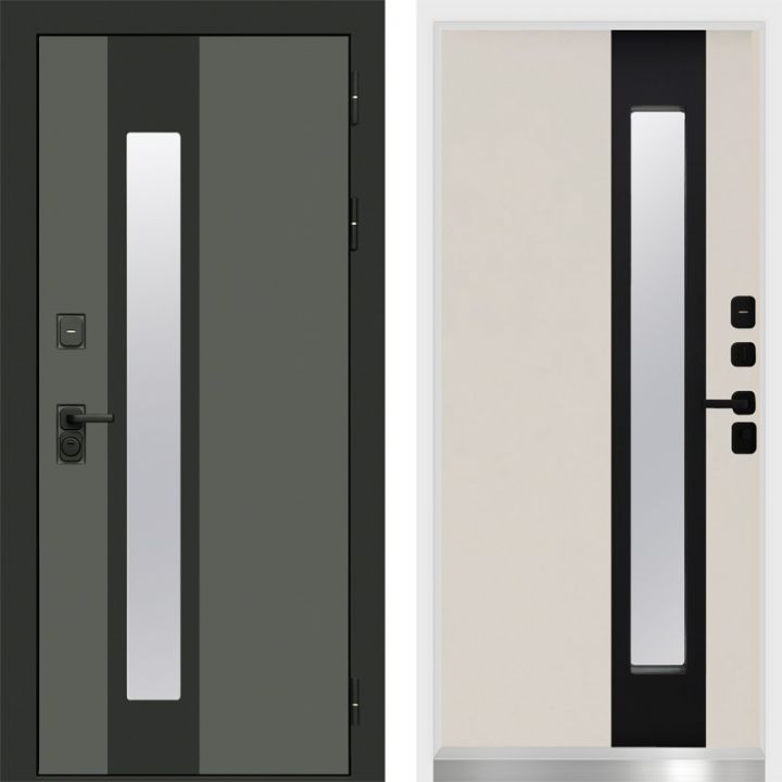 Дверь Входная Termo-door Арктика Графит/Слоновая кость с Терморазрывом и Стеклопакетом, белый короб