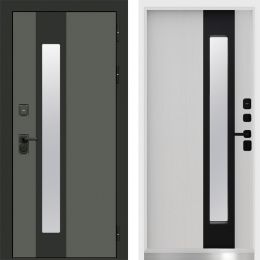 Дверь Входная Termo-door Арктика Графит/Лиственница с Терморазрывом и Стеклопакетом, белый короб