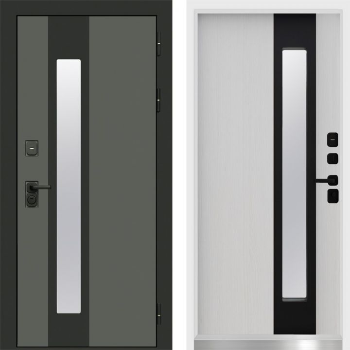 Дверь Входная Termo-door Арктика Графит/Лиственница с Терморазрывом и Стеклопакетом, белый короб