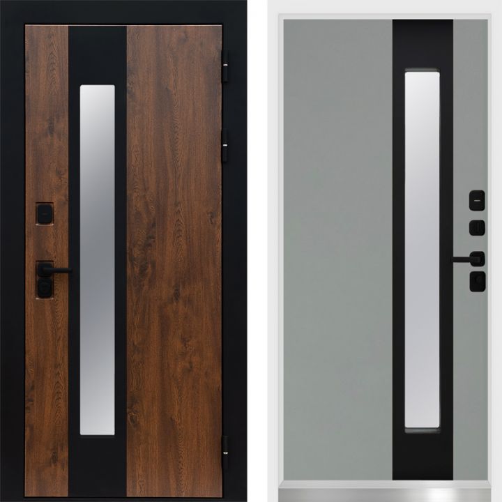 Дверь Входная Termo-door Арктика Дуб/Грей Софт с Терморазрывом и Стеклопакетом, белый короб