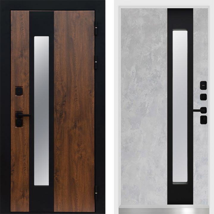 Дверь Входная Termo-door Арктика Дуб/Бетон светлый с Терморазрывом и Стеклопакетом, белый короб