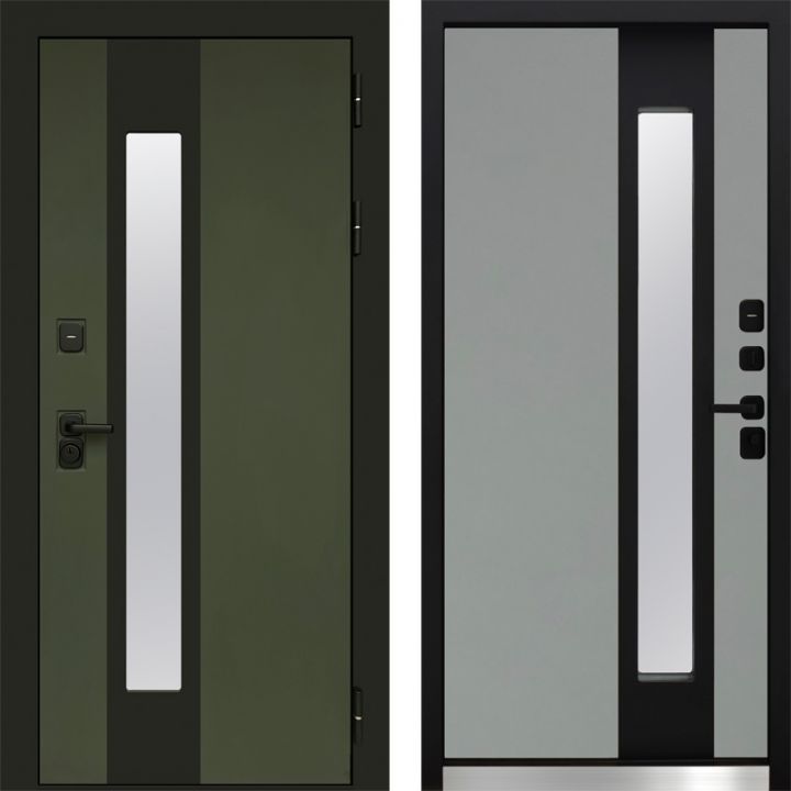 Дверь Входная Termo-door Арктика Грин/Грей Софт с Терморазрывом и Стеклопакетом