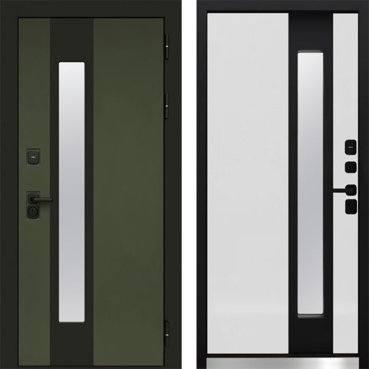 Дверь Входная Termo-door Арктика Грин/Белый софт с Терморазрывом и Стеклопакетом