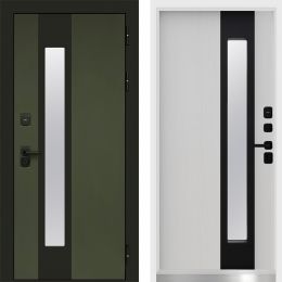 Дверь Входная Termo-door Арктика Грин/Лиственница с Терморазрывом и Стеклопакетом, белый короб