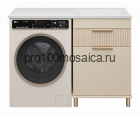 Тумба под раковину Brevita Enfida 60 с бельевой корзиной под стиральную машину (бежевая)