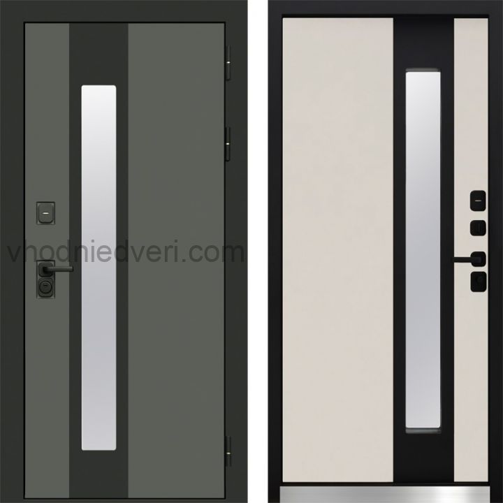 Входная дверь Termo-door Арктика Графит - Слоновая кость с терморазрывом и стеклопакетом