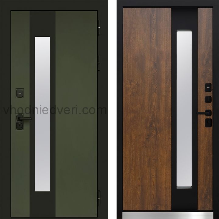 Входная дверь Termo-door Арктика Грин - Дуб с терморазрывом и стеклопакетом