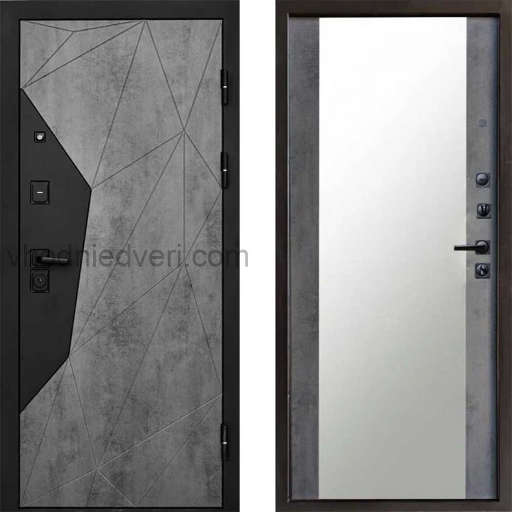Входная дверь Termo-door Геометрия Бетон - Зеркало Бетон темный