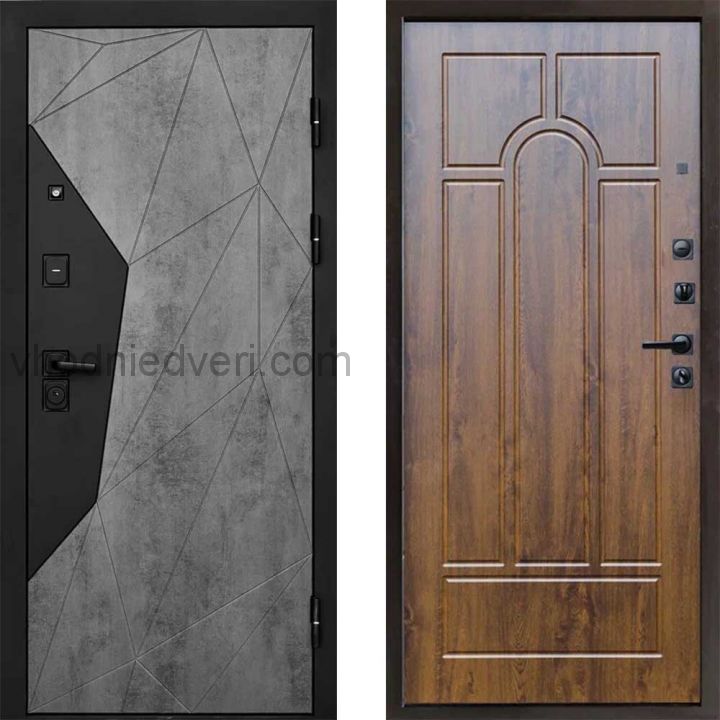 Входная дверь Termo-door Геометрия Бетон - Арка Дуб