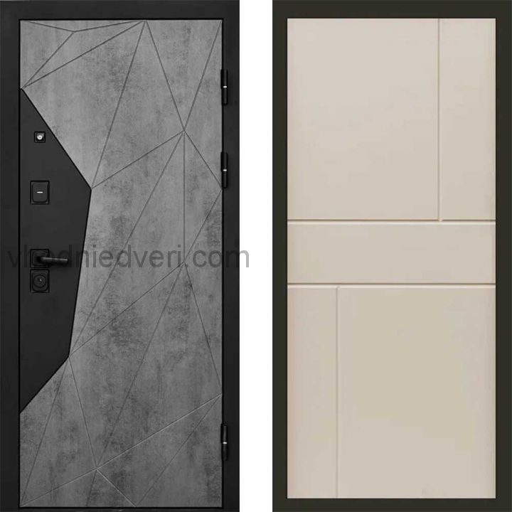 Входная дверь Termo-door Геометрия Бетон - Горизонт Слоновая кость