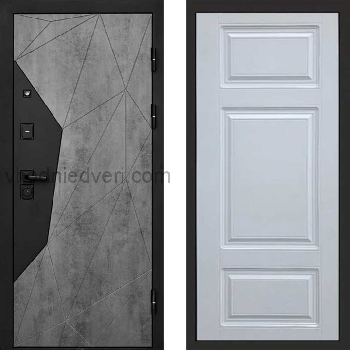 Входная дверь Termo-door Геометрия Бетон - Лион Белый софт