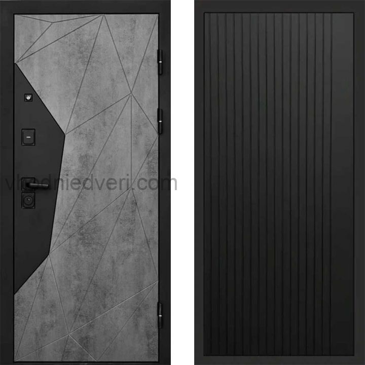 Входная дверь Termo-door Геометрия Бетон - FLAT Черный кварц