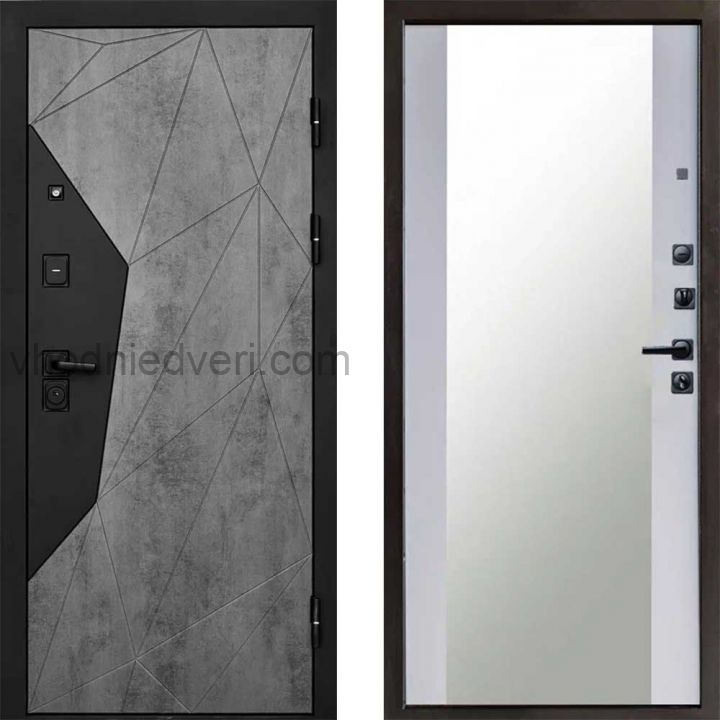 Входная дверь Termo-door Геометрия Бетон - Зеркало Белый софт
